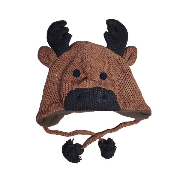 Wool Hat Reindeer Design One Size Brown - Picture 2 of 5